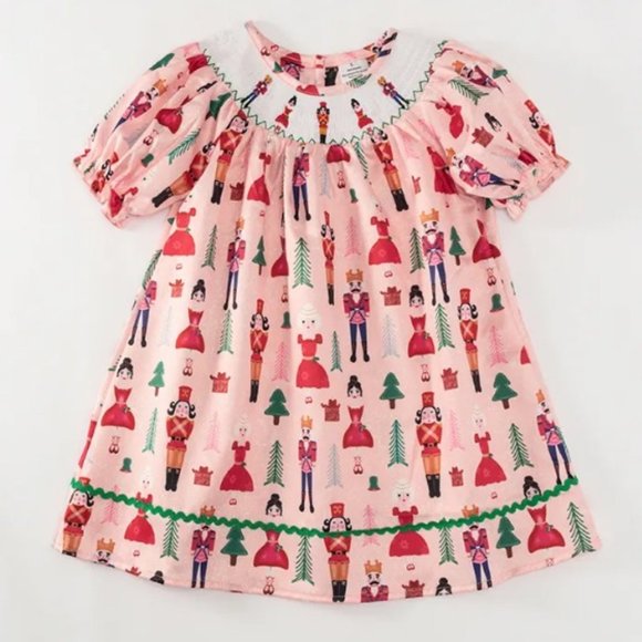 Dresses Boutique Christmas Nutcracker Girls Smocked Embroidered Dress
